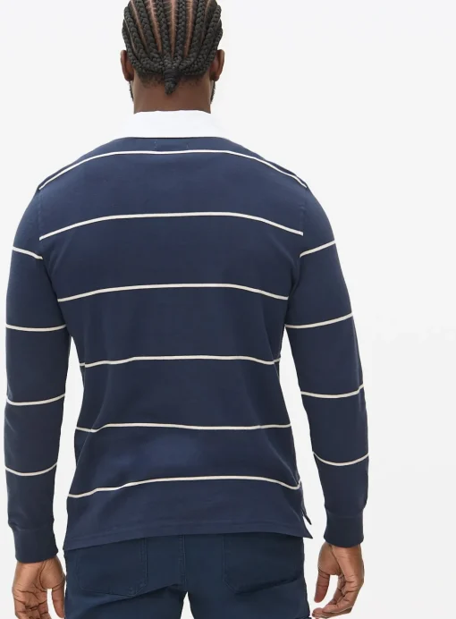 Navy Stripe Long Sleeve Rugby Shirt M