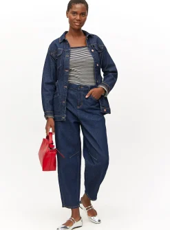 Navy Stripe Square Neck Long Sleeve Top 8