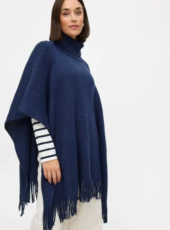 Navy Super Soft Poncho One Size