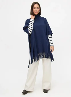 Navy Super Soft Poncho One Size