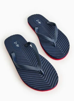 Navy Textured Flip Flops M