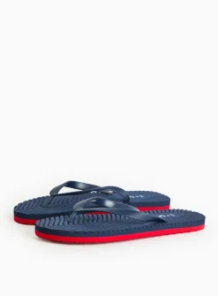 Navy Textured Flip Flops M