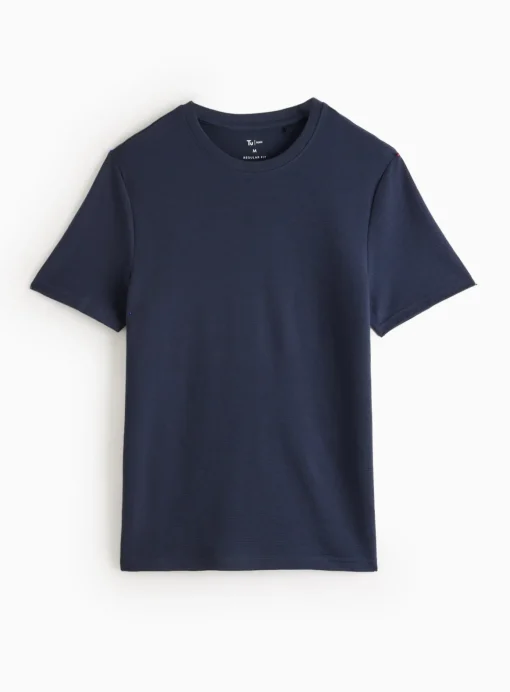 Navy Textured Stripe T-Shirt L
