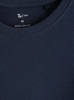 Navy Textured Stripe T-Shirt L