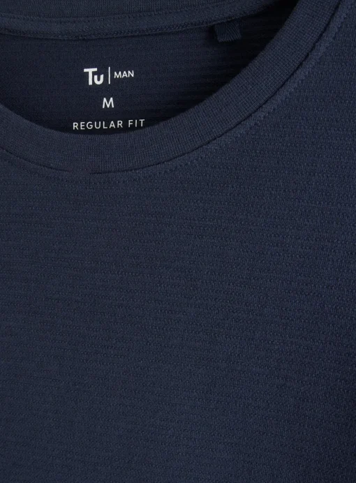 Navy Textured Stripe T-Shirt L