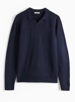 Navy Trophy Neck Knitted Jumper S