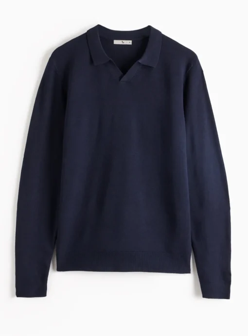 Navy Trophy Neck Knitted Jumper S