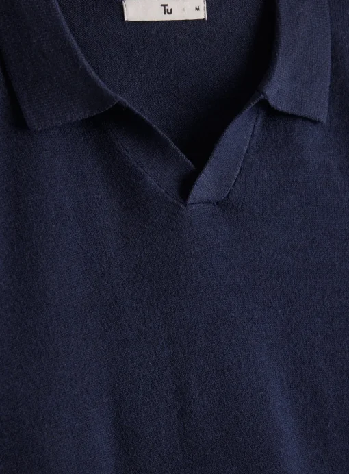 Navy Trophy Neck Knitted Jumper S