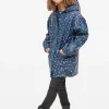 Navy Tulip Print Rubberised Mac Coat 9-10 years