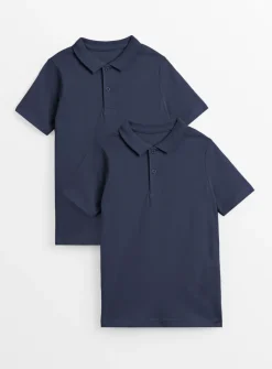Navy Unisex Polo Shirt 2 Pack 9 years