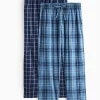 Navy Window Pane & Checked Pyjamas Bottoms Pack of 2 XL