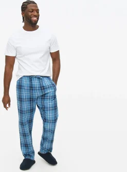 Navy Window Pane & Checked Pyjamas Bottoms Pack of 2 XL