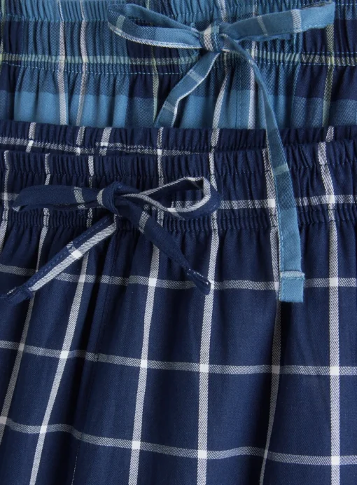 Navy Window Pane & Checked Pyjamas Bottoms Pack of 2 XL