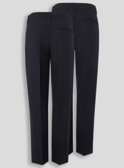 Navy Woven Plus Fit Trousers 2 Pack 5 years