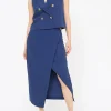 Navy Wrap Coord Pencil Skirt 14