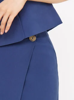 Navy Wrap Coord Pencil Skirt 14