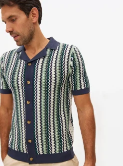 Navy Zig Zag Stitch Shirt XXL