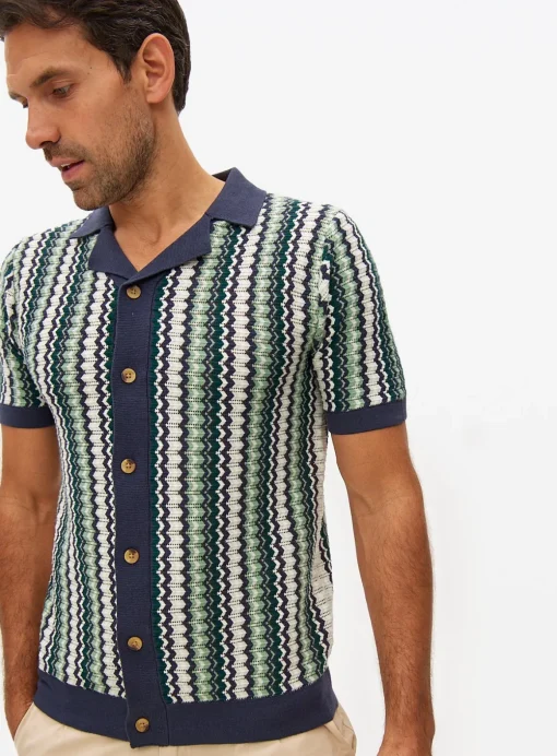 Navy Zig Zag Stitch Shirt XXL
