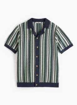 Navy Zig Zag Stitch Shirt XXL