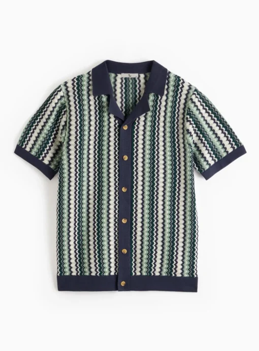 Navy Zig Zag Stitch Shirt XXL