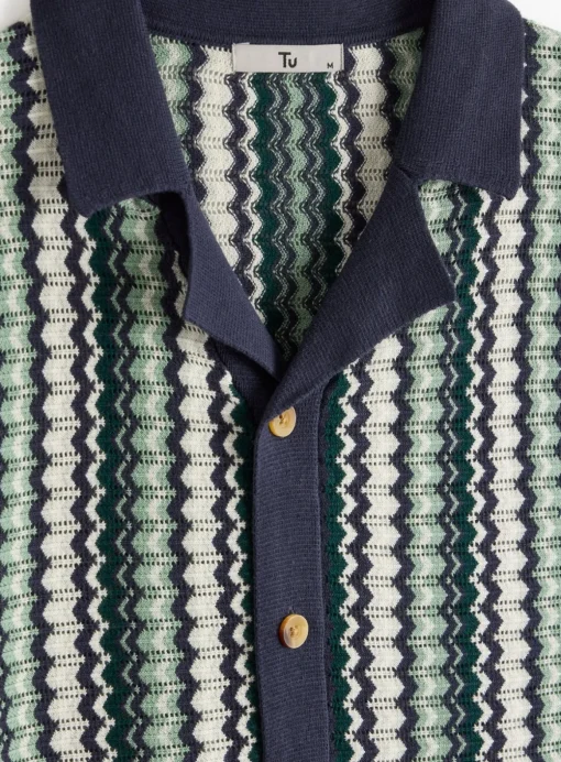 Navy Zig Zag Stitch Shirt XXL