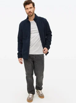 Navy Zip Through Teddy Fleece L