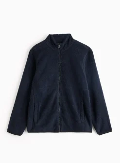 Navy Zip Through Teddy Fleece L