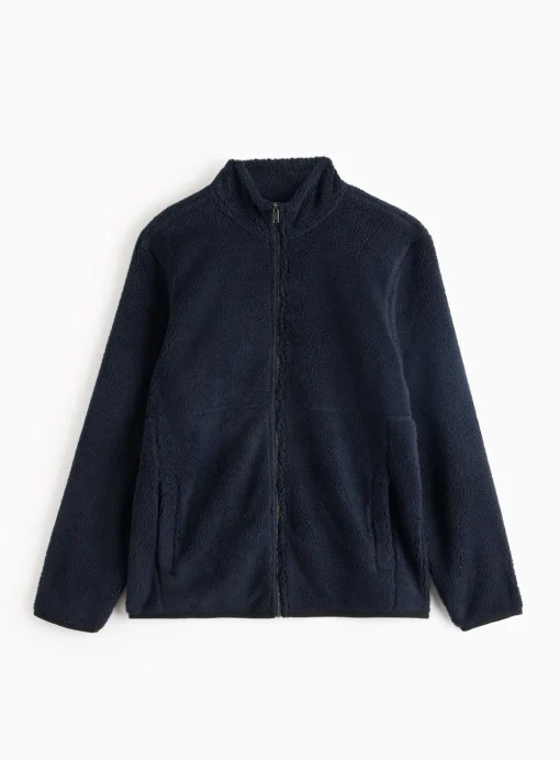 Navy Zip Through Teddy Fleece L