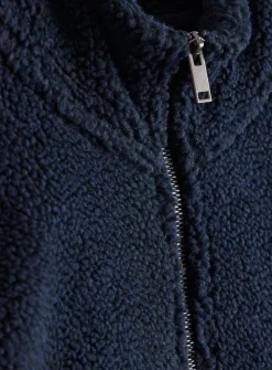 Navy Zip Through Teddy Fleece L