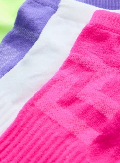 Neon Microfibre Trainer Socks 4 Pack 4-8