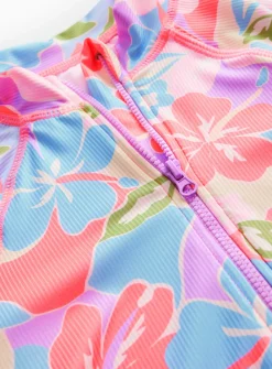 Neon Pink Floral Long Sleeve Swimsuit 3 years