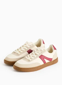 Neutral & Red Retro Low Trainers 10