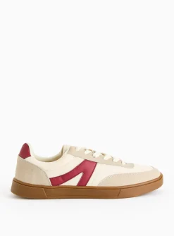 Neutral & Red Retro Low Trainers 10