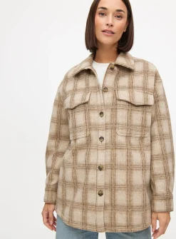 Neutral Checked Shacket 10