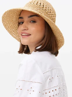 Neutral Cloche Straw Hat One Size