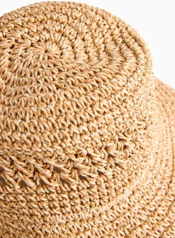 Neutral Cloche Straw Hat One Size