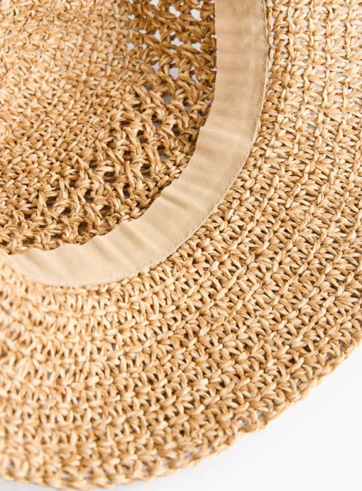 Neutral Cloche Straw Hat One Size