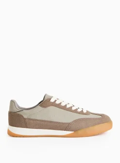 Neutral Contrast Lace Up Trainers 9