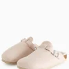 Neutral Felt Buckle Detail Clog Slippers L