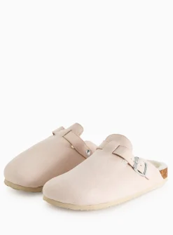 Neutral Felt Buckle Detail Clog Slippers L