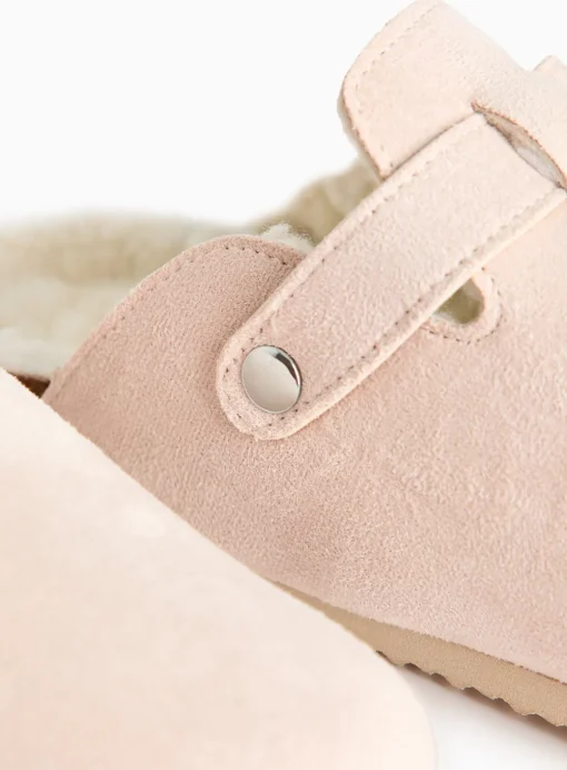 Neutral Felt Buckle Detail Clog Slippers L
