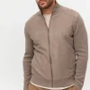 Neutral Funnel Neck Zip-Through Knitted Jumper L