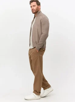 Neutral Funnel Neck Zip-Through Knitted Jumper L