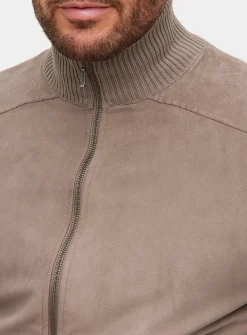 Neutral Funnel Neck Zip-Through Knitted Jumper L