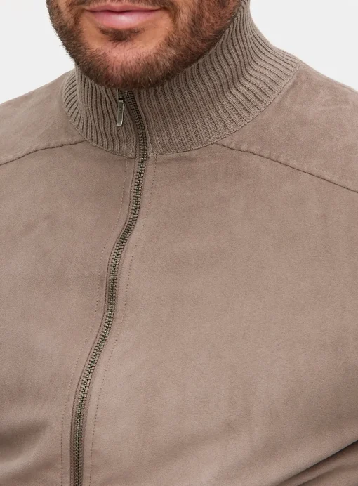 Neutral Funnel Neck Zip-Through Knitted Jumper L