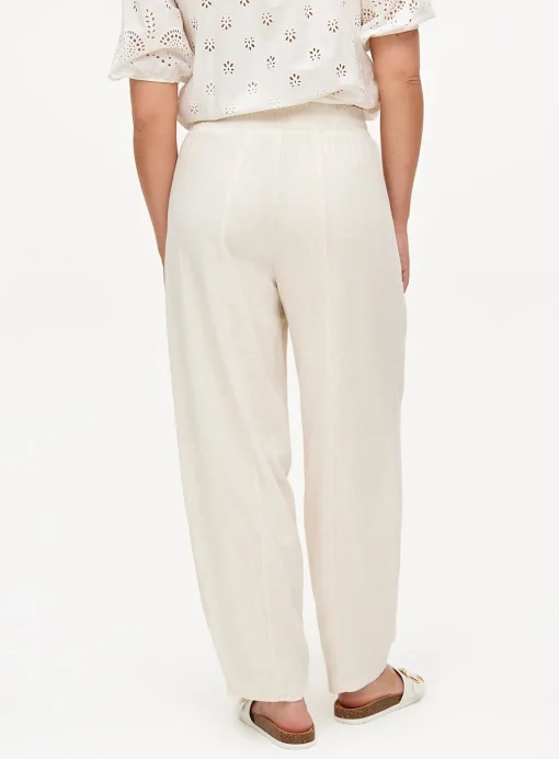 Neutral Linen Blend Barrel Leg Trousers 18