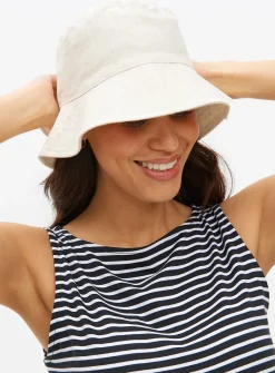 Neutral Linen Blend Bucket Hat One Size