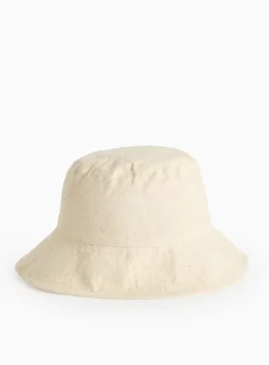 Neutral Linen Blend Bucket Hat One Size