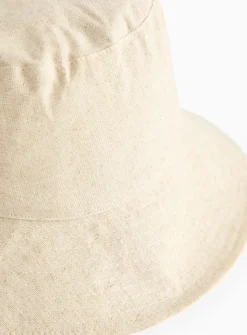 Neutral Linen Blend Bucket Hat One Size