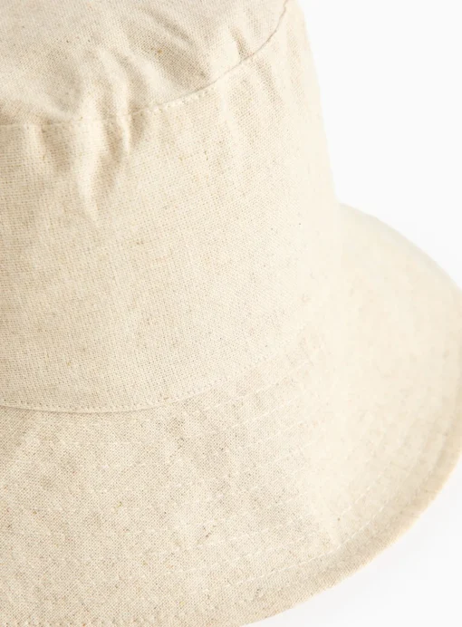 Neutral Linen Blend Bucket Hat One Size